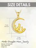 TOUPOP 14K Gold Moon Animal Necklace, Cat Dog Rabbit, 16+2 Inch-0-3