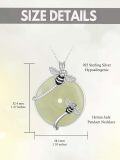 wholesale 925 Sterling Silver Green Jade Honeybee Pendant Necklace - Mother's Day Gifts for Her-0-4