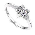TOUPOP 14k White Gold Plated Moissanite Heart Ring D VVS1-0-0