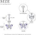 wholesale 925 Sterling Silver Hypoallergenic 14G Purple Butterfly Belly Button Ring - Lead & Nickel Free Dangling Navel Jewelry Gift-0-3