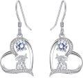 wholesale Sterling Silver Highland Cow Sunflower Dangle Stud Leverback Hoop Earrings-0-11