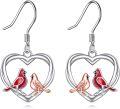 wholesale 925 Sterling Silver Teardrop Red Cardinal Bird Drop Earrings for Women Girls  4cm Long-0-20