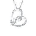 wholesale 925 Sterling Silver Double Heart with Diamonds Pendant Necklace for Women-0-0