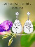 wholesale Sterling Silver Floral Teardrop Earrings w Birth Flower Engraved Gift for Women-0-17