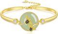 wholesale 14K Gold Plated Sterling Silver Jade Bracelet for Women Lotus Sunflower Tree of Life Hummingbird Dragonfly Bee Butterfly Cat Birthday Mothers Day Gifts for Mom Grandma-0-18