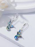 wholesale 925 Sterling Silver Abalone Shell Hummingbird Dangle Earrings with Moonstones and Butterflies-0-2