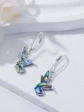 wholesale 925 Sterling Silver Abalone Shell Hummingbird Dangle Earrings with Moonstones and Butterflies-0-2