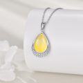 wholesale Sterling Silver Moonstone Cubic Zirconia Teardrop Pendant Necklace-0-28