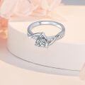 TOUPOP Sterling Silver Moissanite Heart Wedding Rings For Women-0-6