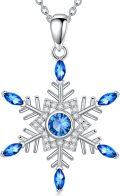 wholesale 925 Sterling Silver Blue Crystal Snowflake Christmas Tree Pendant Necklace-0-0