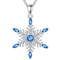 wholesale 925 Sterling Silver Snowflake Pendant With Blue Stones-Snowflake-2
