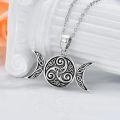wholesale 925 Sterling Silver Triple Moon Goddess Celtic Knot Pendant Necklace-0-1