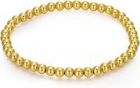 wholesale 14K Gold Bead Ball Stretch Bracelet 3mm 6mm for Women 5 9 -5.0 Inches style 3-4mm