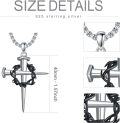 wholesale 925 Sterling Silver Gothic Black Plated Nail Cross Pendant Necklace  24 -0-1