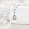 wholesale 925 Sterling Silver Tennis Racket Pendant Necklace With Green Crystal Platinum Plated-0-1