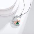 wholesale Metal Stone Fox Moon Pendant Necklace Birthstone Gift for Women-0-2