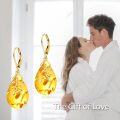 wholesale 925 Sterling Silver Teardrop Earrings with Amber and Gold Leaves-0-1