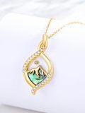wholesale 925 Sterling Silver Abalone Shell and Crystal Heart Mountain Pendant Necklace for Women-0-1
