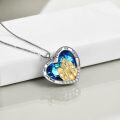 wholesale 925 Sterling Silver Blue Crystal Heart Pendant Necklace for Women - Sisters Forever Friendship -0-4