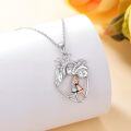 wholesale 925 Sterling Silver Heart Shaped Locket with Mother and Daughter Design Pendant Necklace for Family Women Girls-0-1