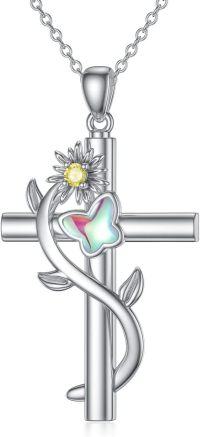 wholesale TOUPOP Mothers Day Gifts For Mom Urn Necklace For Ashes 925 Sterling Silver Butterfly Cross Necklace Cremation Jewelry For Ashes Memorial Pendant Jewelry Gifts For Women -undefined