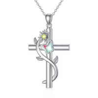 TOUPOP Sterling Silver Butterfly Cross Cremation Ash Memorial Pendant Jewelry-undefined