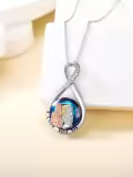 TOUPOP Sterling Silver Blue Crystal Sister Necklace Gifts For Women-0-1