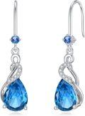 wholesale Sterling Silver Topaz December Birthstone Teardrop Dangle Earrings 22x8mm-0-0