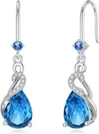 wholesale Sterling Silver Topaz December Birthstone Teardrop Dangle Earrings 22x8mm-12-December