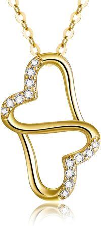 wholesale 14K Gold Infinity Heart Necklace with Cubic Zirconia Pendants for Women - Eternal Love-Yellow Gold
