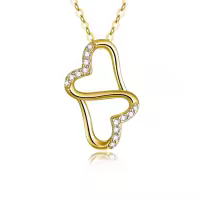 wholesale 14K Gold Infinity Heart Necklaces Wholesale with Cubic Zirconia Pendants for Women - Eternal Love-Yellow Gold