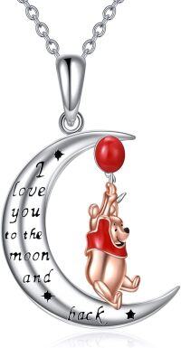 wholesale 925 Sterling Silver I Love You to the Moon and Back Bear Necklace with Red Balloon Pendant-2-Bear with balloon