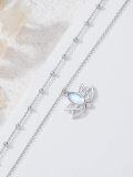 wholesale Sterling Silver Moonstone Double Layer Lotus Flower Necklace for Women-0-3