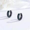 wholesale 925 Sterling Silver Turquoise Inlay Black Hoop Huggies - Punk Gothic Jewelry for Women & Men-0-5