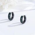 wholesale 925 Sterling Silver Turquoise Inlay Black Hoop Huggies - Punk Gothic Jewelry for Women & Men-0-5