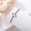 wholesale 925 Sterling Silver Cross Bracelet Wholesale With Pink Stones And Engraved Inspirational Message-0-2
