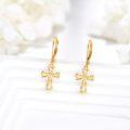 wholesale 14K Gold Cross Leverback Earrings for Women-0-2