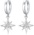 wholesale 925 Sterling Silver Celtic Knot Star Huggie Hoop Earrings with Mother of Pearl Inlay for Women Girls (Hypoallergenic)-0-0