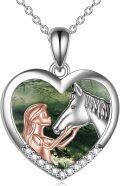 wholesale Sterling Silver Stone Horse Pendant Necklace for Women Horse Gift-0-24