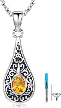 wholesale Sterling Silver Teardrop Urn Necklace for Ashes Men Women-04-11-Teardrop-November-04-11-Teardrop-November+Text-04-11-Teardrop-November-04-11-Teardrop-November+Text