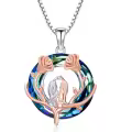 TOUPOP Sterling Silver Crystal Rose Sisters Circle Necklace Jewelry Gift-0-0