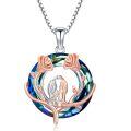TOUPOP Sterling Silver Crystal Rose Sisters Circle Necklace Jewelry Gift-0-0