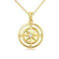 TOUPOP 14K Gold Compass Pendant Necklace, 16+2 Inch Travel Jewelry Gift-0-0