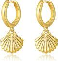 wholesale Gold Shell Drop Huggie Hoop Earrings for Women 925 Sterling Silver Minimalist  Idea-0-0