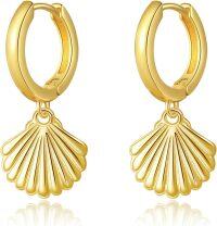 wholesale Gold Shell Drop Huggie Hoop Earrings for Women 925 Sterling Silver Minimalist  Idea-Shell Earrings