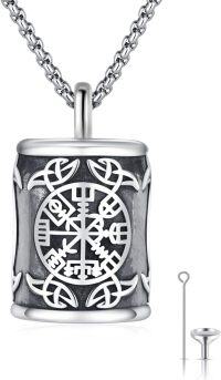 wholesale 925 Sterling Silver Vegvisir Norse Compass Viking Runes Pendant Necklace  for Men Women  48cm Chain Length-12-Urn