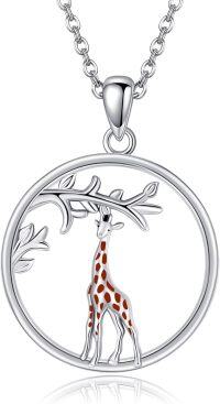 wholesale 925 Sterling Silver Giraffe Tree Branch Pendant Necklace Animal  for Women Girls-Giraffe