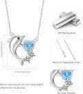 wholesale 925 Sterling Silver Heart-Shaped Blue Crystal Dolphin Pendant Necklace for Women Ocean Life s-0-5