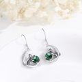 wholesale 925 Sterling Silver & Malachite Adorable Cat Earrings – Playful Black Cat on Moon with Gemstone Accents-0-4