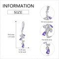 wholesale 925 Sterling Silver Purple Crystal Drop Earrings with Floral Design-0-4